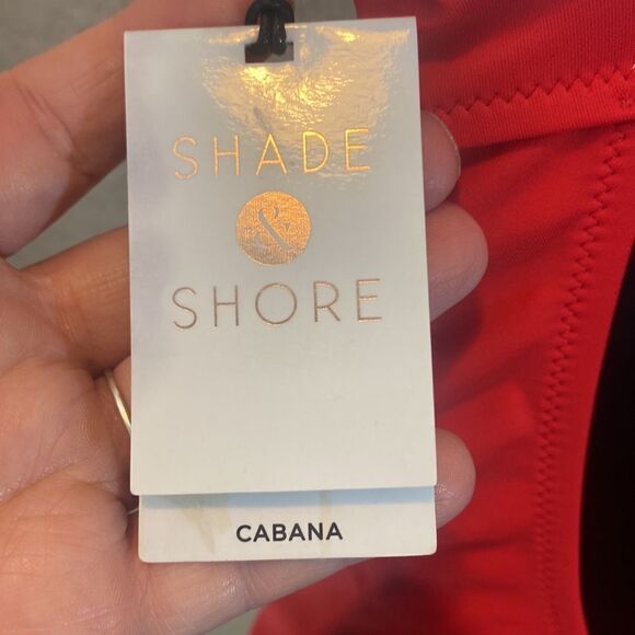 Shade & shore cabana one piece bathing suit red/white swimsuit 34C nwt baywatch - Picture 7 of 8